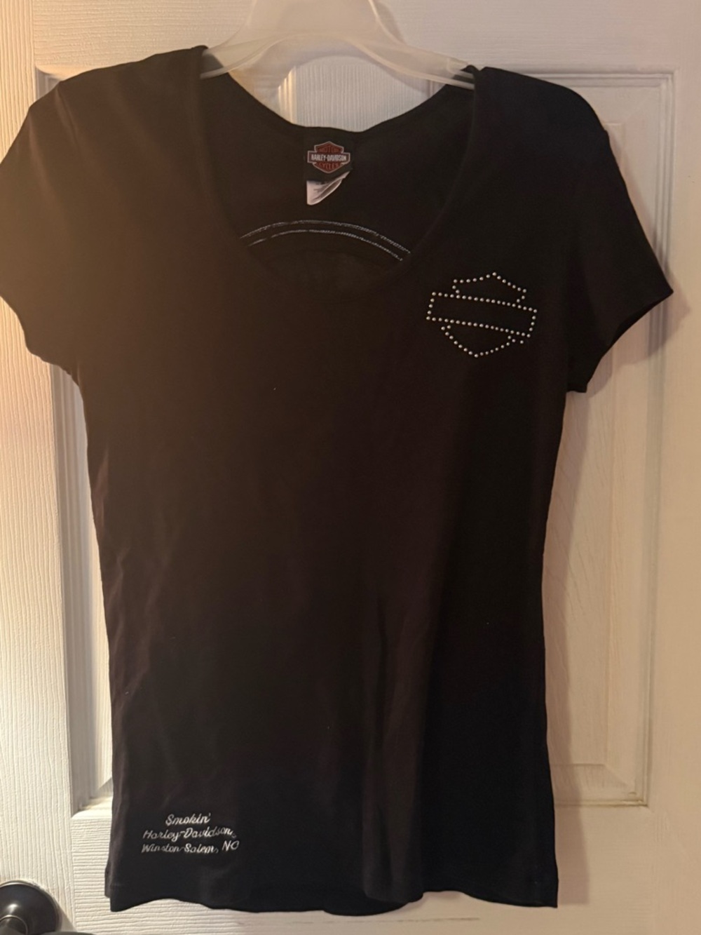 Harley-Davidson Women's Black Logo V-Neck Tee